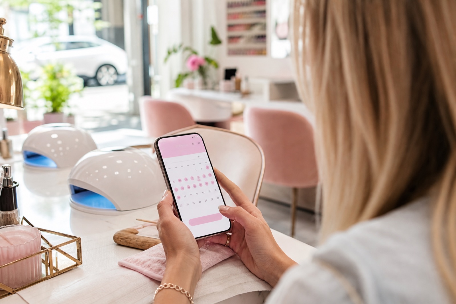 Gast bucht einen Nagelstudio-Termin per Smartphone
